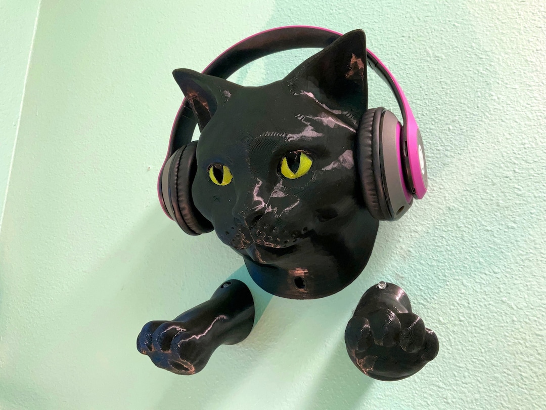 Black Cat Wall Hanger Cat Headphone Stand Like House/tabby/calico