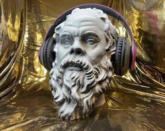Black + White Socrates Headphone Rack! Like Nietzsche/Aristotle/Plato/Kant/Hume Headset Hanger. Game/Hip Hop/Beats Recording/Producer Gaming