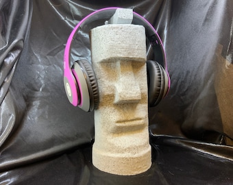 Moai Headphone Stand: Easter Island-Inspired Audio Holder - Unique Decor for History & Sound Lovers