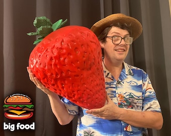 Decoración de pared de fresa gigante / Puesto de frutas para mercado de agricultores, cafetería, bar de jugos, ensaladas, huerto, panadería, accesorio de exhibición