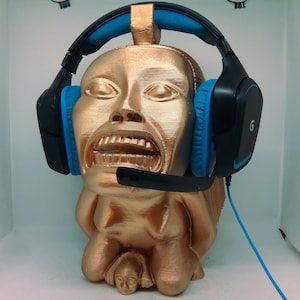 Soporte para auriculares Golden Idol Golden Head, estante para soporte de auriculares, busto de percha. Juego/Hip Hop/Beats Home Recording/Productor, Escritorio/PC Gaming imagen 4