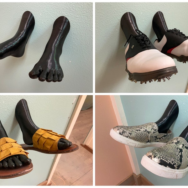 Wall-Mounted Shoe Display Feet - Unique Sneaker Storage, Quirky Home Decor, Fun Gift!