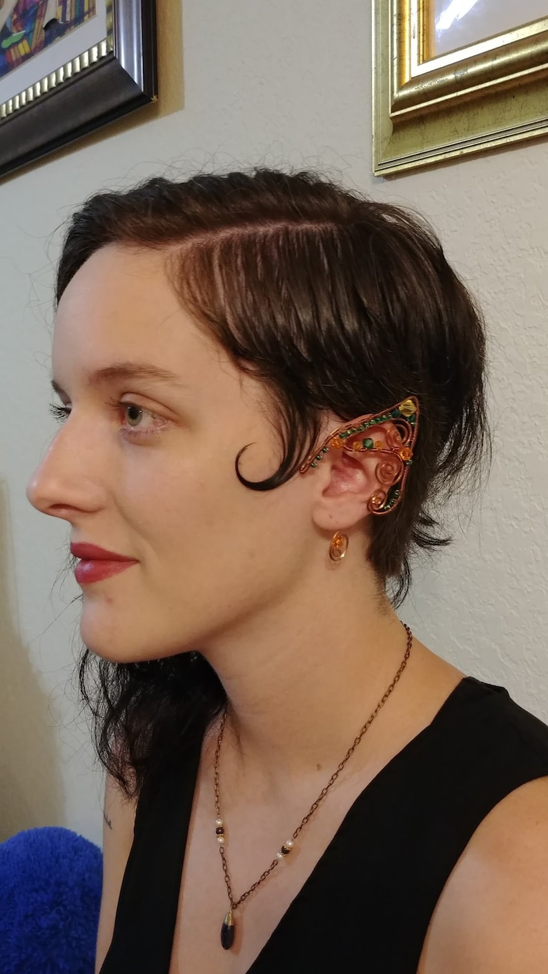 Wire Wrapped Elf Ears Topaz and Green