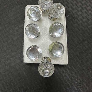 Solid round Crystal Door/drawer knob. Set of 8