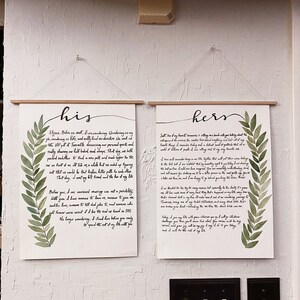 His & Hers Custom Wedding Vow Display