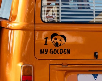 Autoaufkleber Aufkleber Auto  I love my Golden   Wohnmobil Aufkleber Camper Camping Zubehör Sticker Decal Vinyl