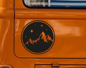 Berge Kreis Nacht Autoaufkleber Aufkleber Auto Camper Sticker  Camping Zubehör Vinyl