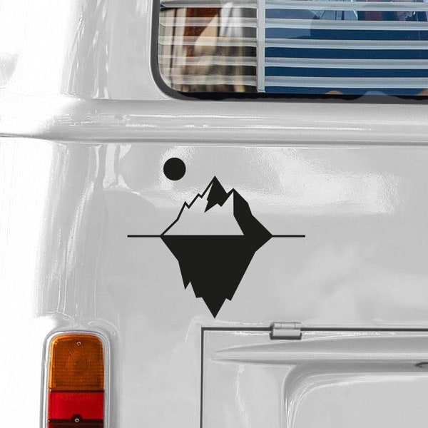 Adhesivo para autocaravana 'Iceberg con sol' - diseño de ondas | Pegatinas versátiles para camping, diarios de viaje y más | Vinilo de alta calidad