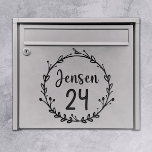 Personalisierter Aufkleber Briefkasten Familie Kranz Sticker Decal Vinyl