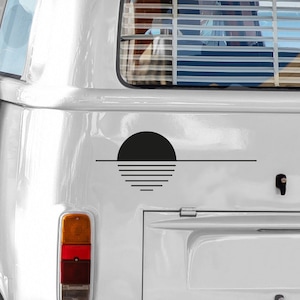 Camper van sticker &#39;Synthwave Sunrise&#39; - waves design | Versatile stickers for camping, travel journals & more | High quality vinyl