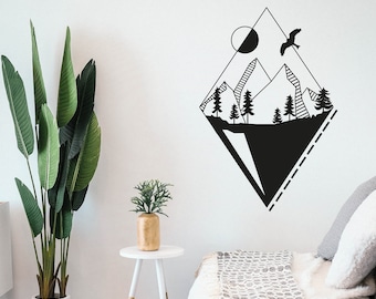 Nature Mountains Wall Sticker Bedroom Living Room Sticker Decal Vinyl