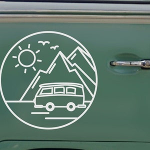 Mountains Circle Van Sun Car Sticker Decal Car Camper Sticker Camping Accessories Vinyl