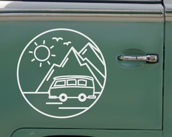 Mountains Circle Van Sun Car Sticker Decal Car Camper Sticker Camping Accessories Vinyl