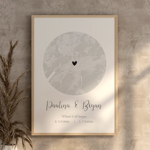 Partner Poster • Location • Personalisiert • Karte • Ort • Jubiläum • Jahrestag Geschenk