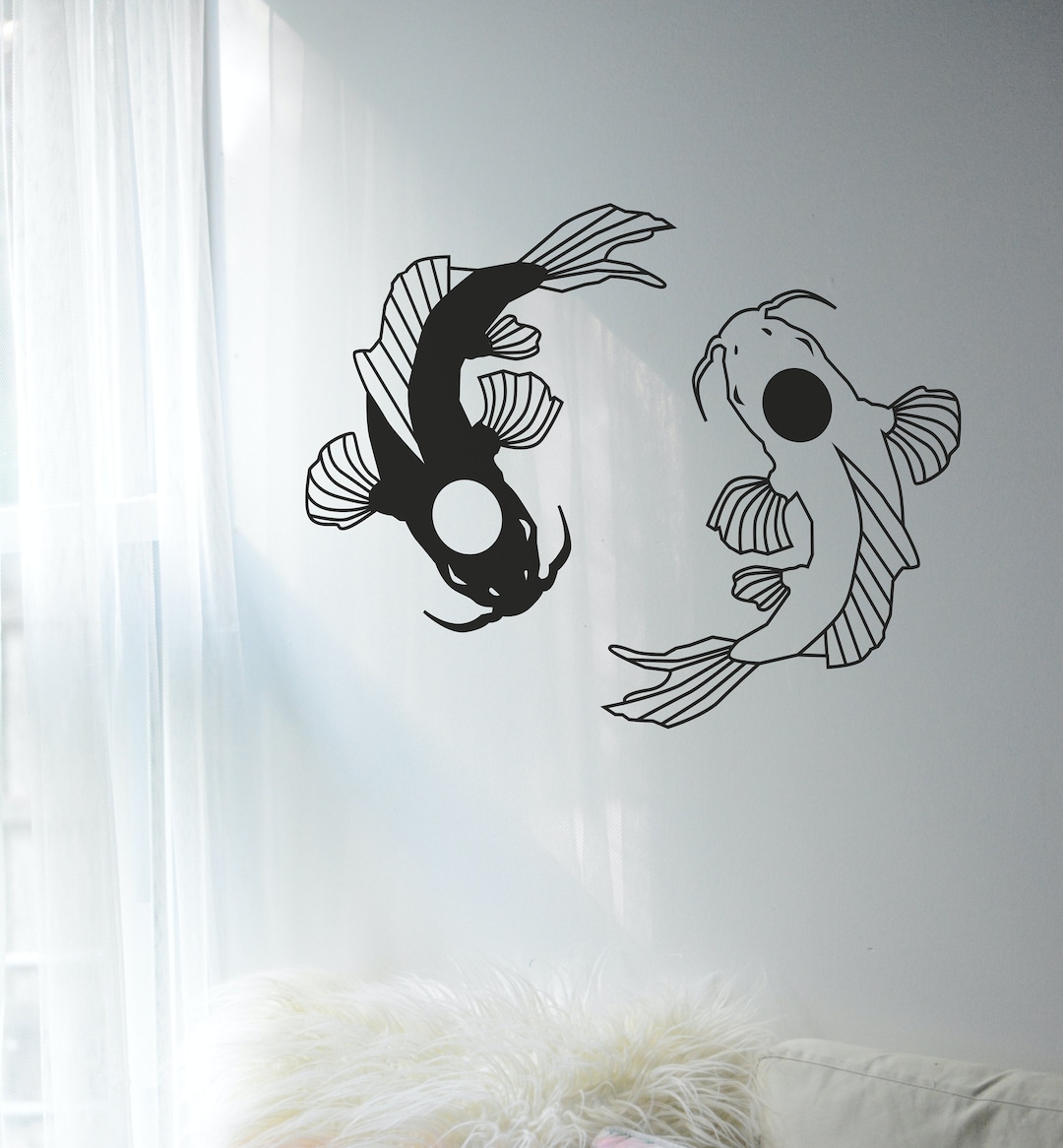 Kois Yin Yang Fish Decal Wall Wall Decal Bedroom Sticker Decal Etsy