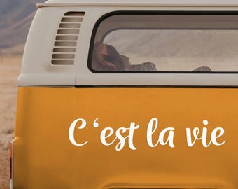 C’est la vie motorhome stickers, camper stickers, van stickers, vanlife stickers, caravan stickers, campervan, motorhome, RV, camping, travel
