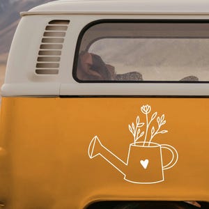 Motorhome sticker, campervan watering can, flowers – Large car sticker for campers & vans – Outdoor gift