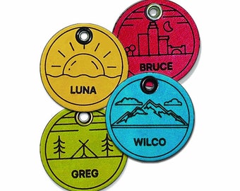 Placa de identificación de cuero personalizada: teñida a mano, fabricada en Canadá