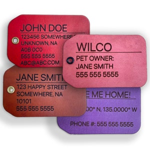 Custom Leather Leather Luggage ID Tags for Travel, Crates and more
