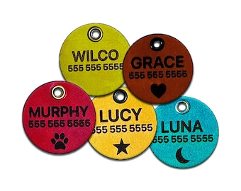Placa de identificación de cuero personalizada para perros