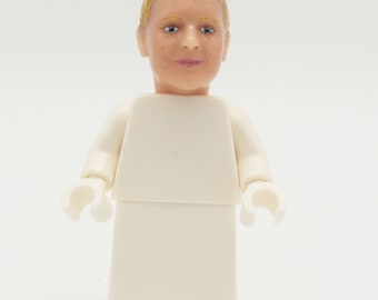 custom individual head for LEGO figure with wedding ring in gift box