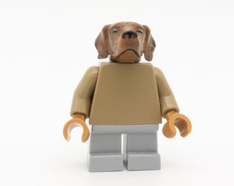 brauner Hund Kopf von Polytoy3d mit brauner Figur von  LEGO