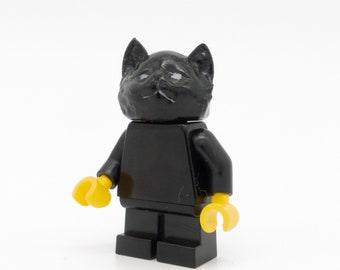 schwarze Katze Kopf von Polytoy3d mit Figur von LEGO