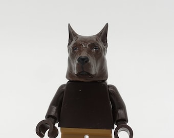 brauner Hund Kopf von Polytoy3d mit brauner Figur von LEGO