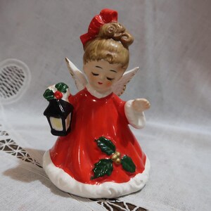 The Most Darling Vintage Josef Originals Christmas Angel Bell Red