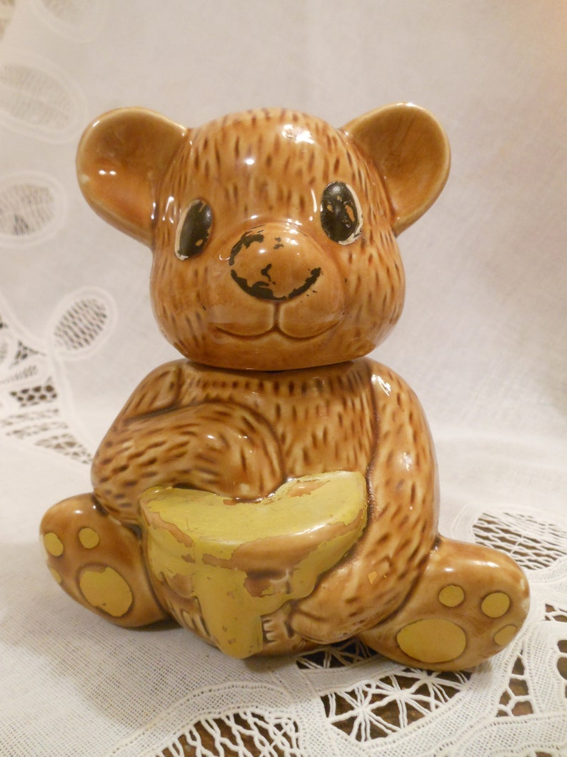 Vintage Covered Honey Bear Jar Golden Brown Etsy UK