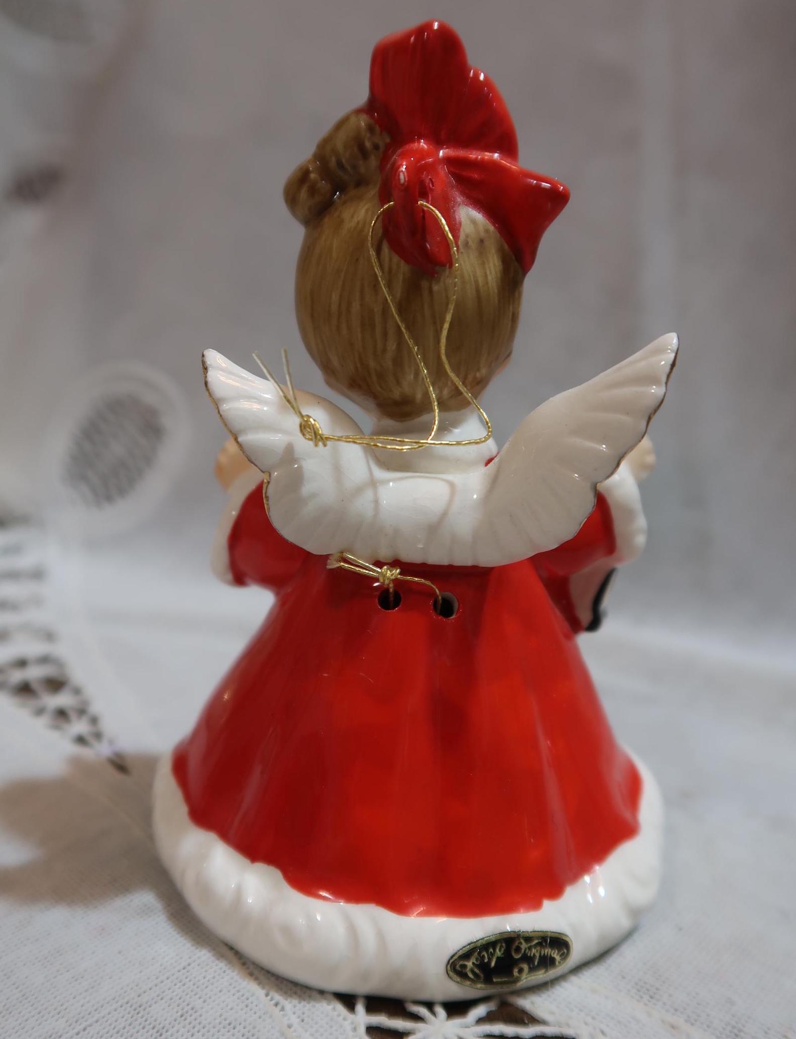 The Most Darling Vintage Josef Originals Christmas Angel Bell Red