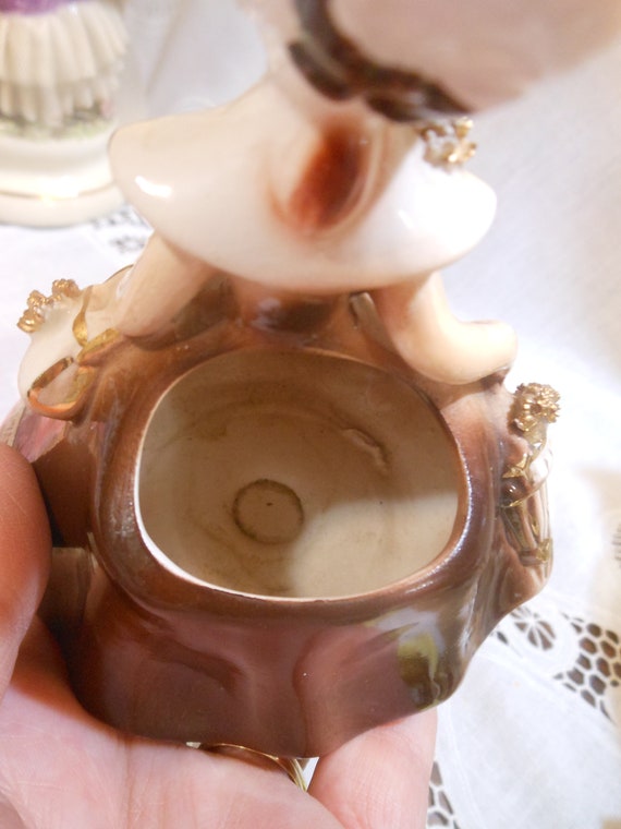 Adorable Vintage Enesco Golden Girls Planter Lady in Brown Dress W