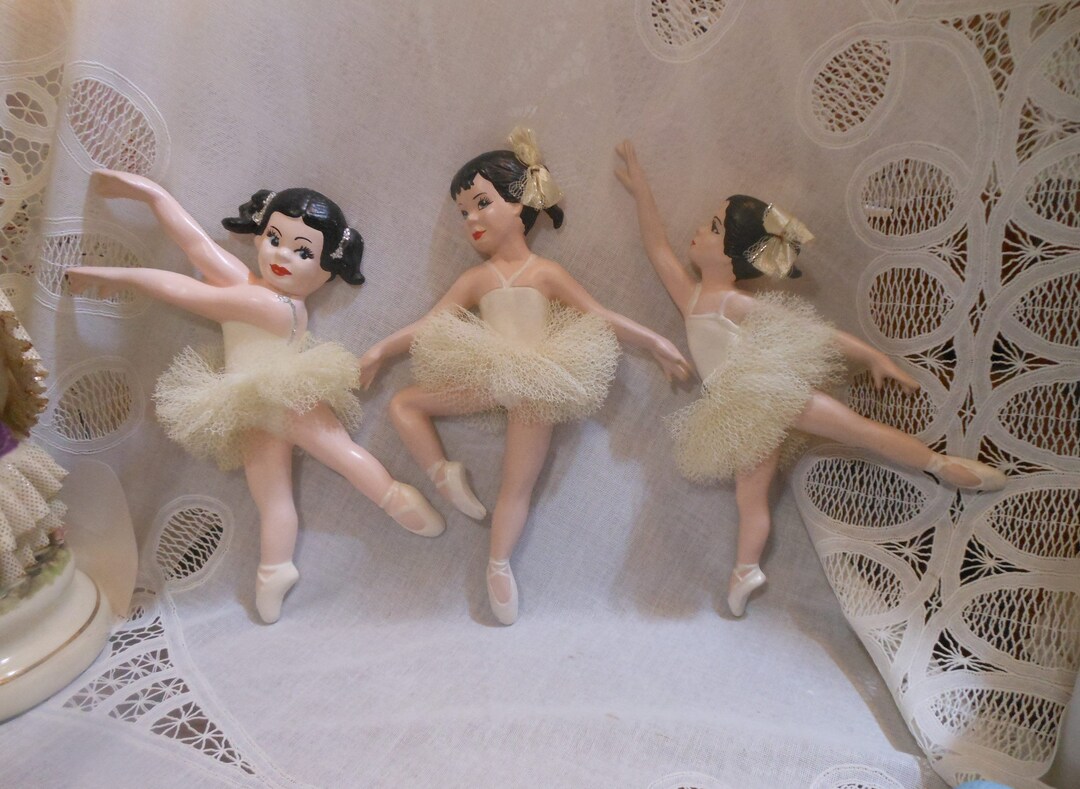 ADORBS Vintage 3D Paper Mache Ballerina Girls Plaques Black Etsy