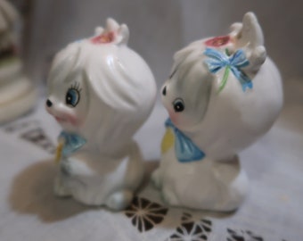 Adorable Vintage Lefton Mr Toodles Salt & Pepper White Maltese