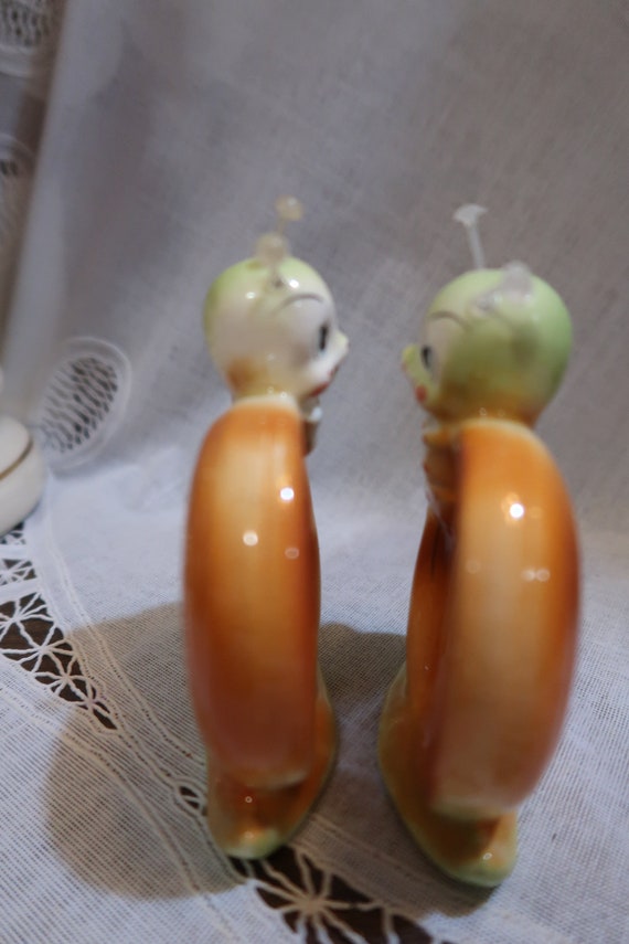 Super Cute! Vintage Enesco Snappy Snail Teabag Holders Set Green