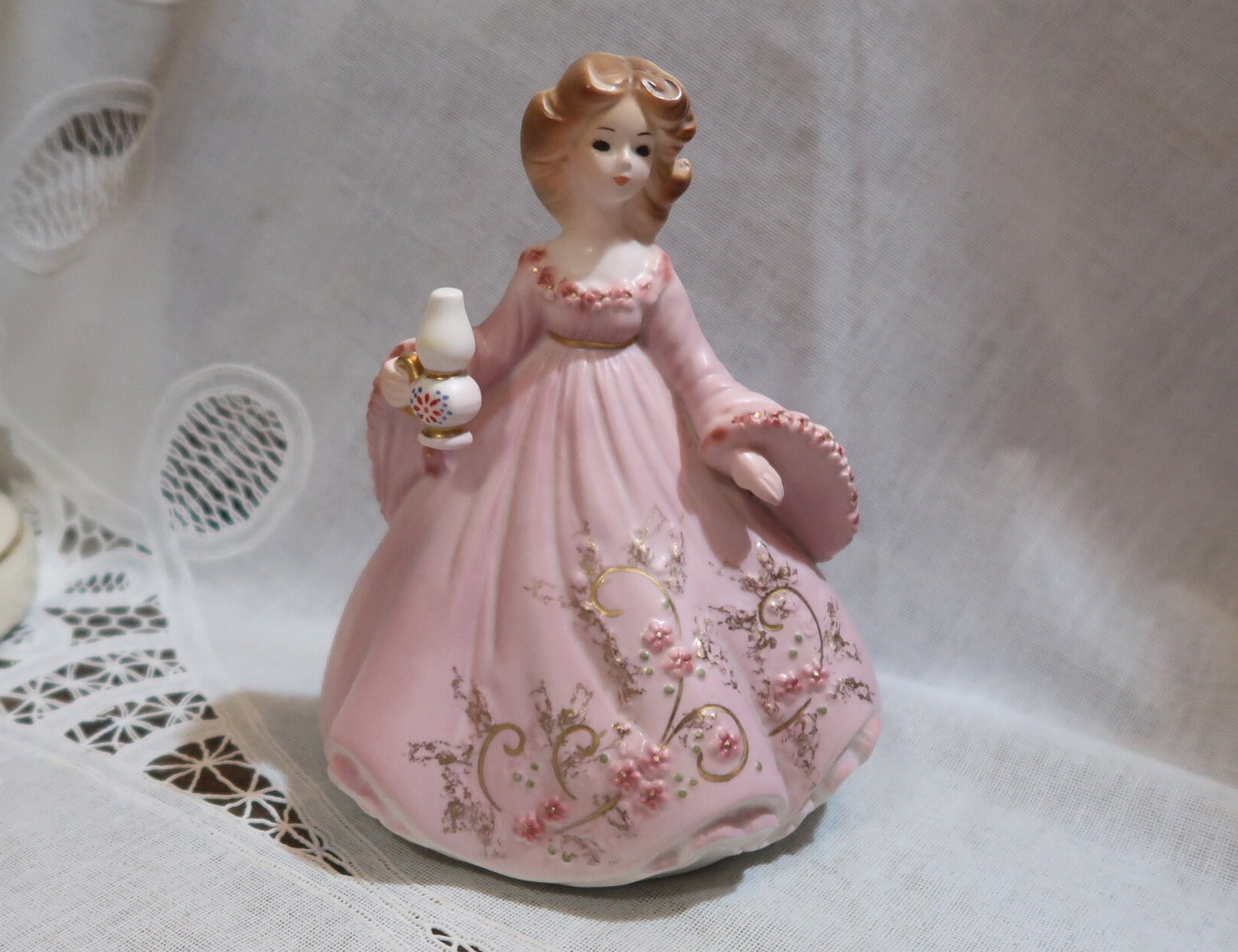 Delicate Vintage Josef Originals Girl Lavender Dress Pink Green