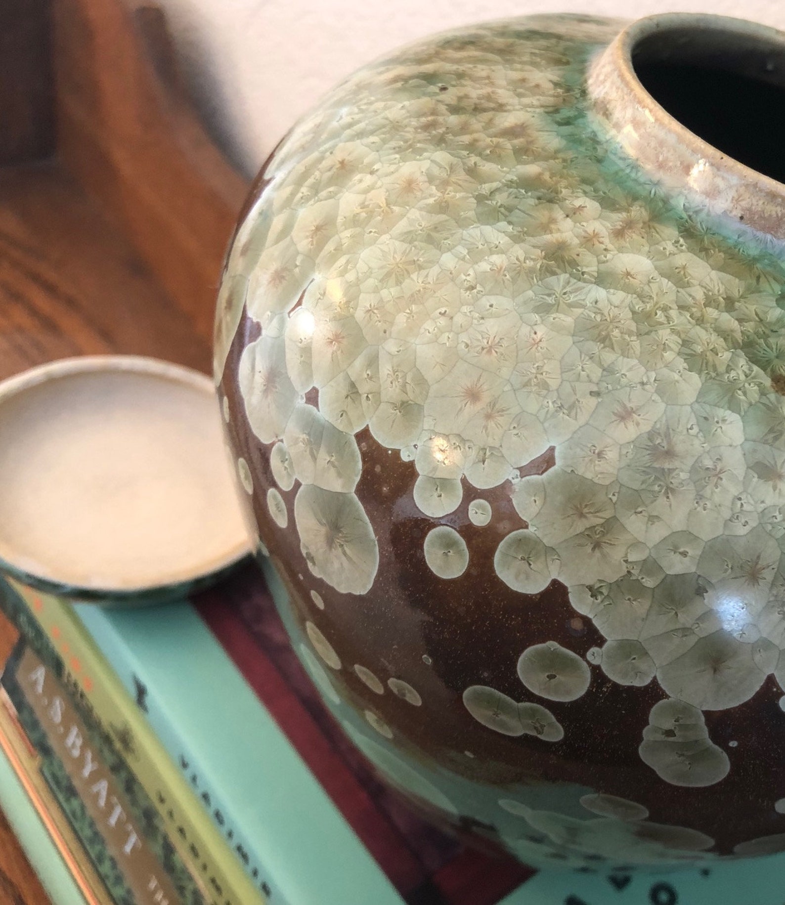 Len Lindsay ginger jar crystallized Vintage Ceramics