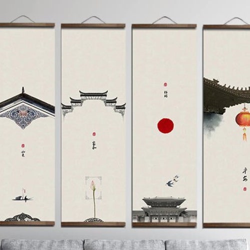 Traditional Architecture Wall Scroll Art Print Japanese Etsy Canada