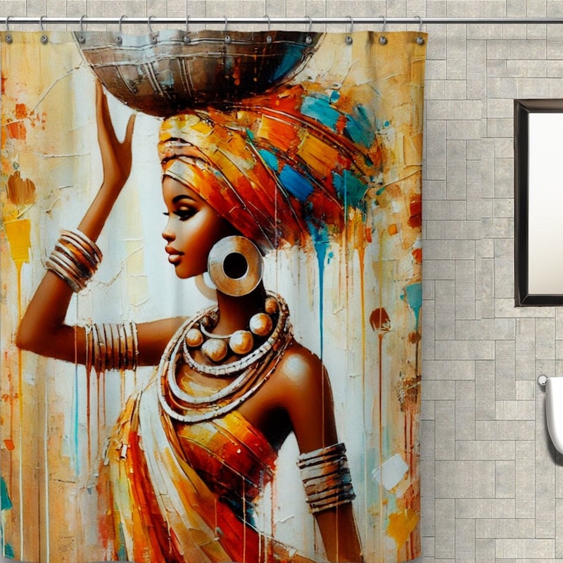 African Christmas Shower Curtain Afro Heritage and Celebrated DT03