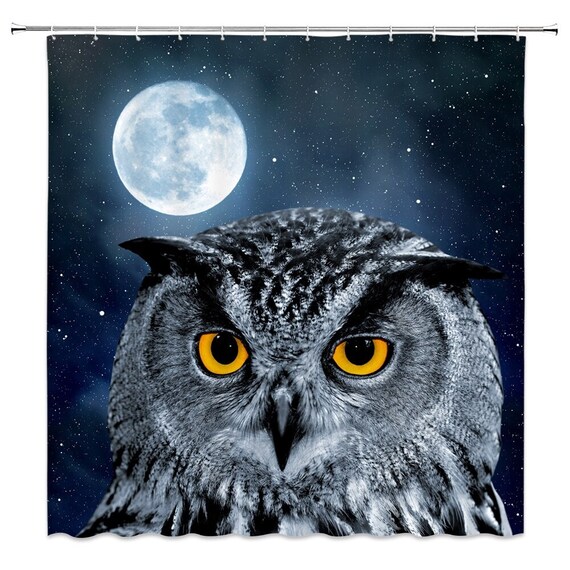 Owl Shower Curtain Owl Themed Bathroom Decor Waterproof Etsy