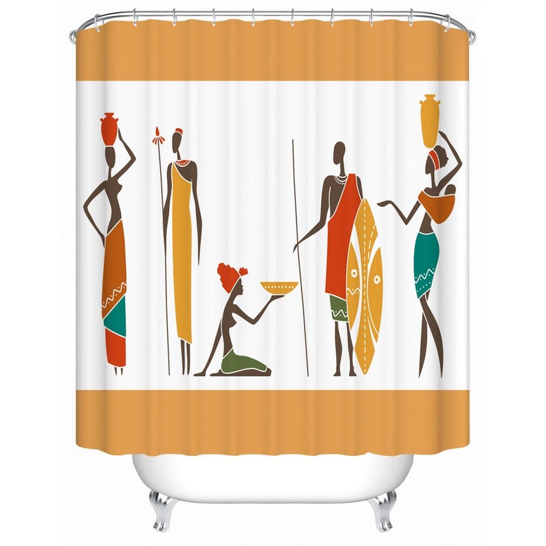 African Shower Curtain Afrocentric Afro Curtains