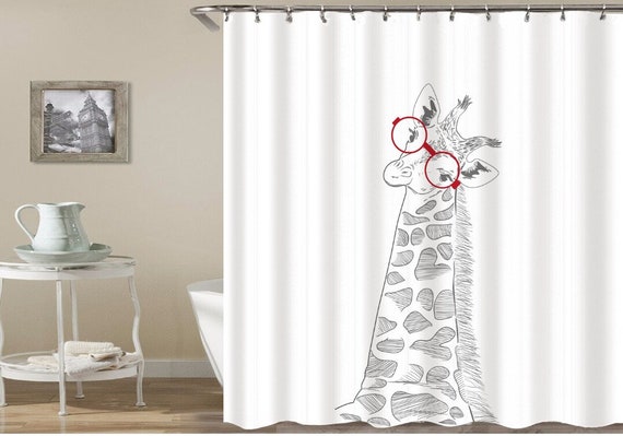 Giraffe Shower Curtain Waterproof Curtains Bath Decor Etsy