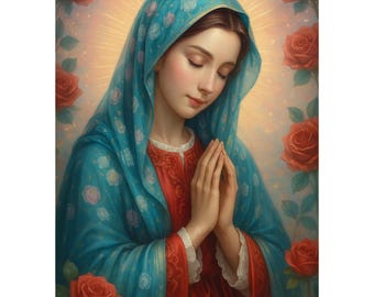 Virgin Mary Diamond Painting Kit, 5D DIY Full Drill Rhinestone Embroidery, Religious Mosaic Art Prayer Wall Décor Gift for Faith Inspiration