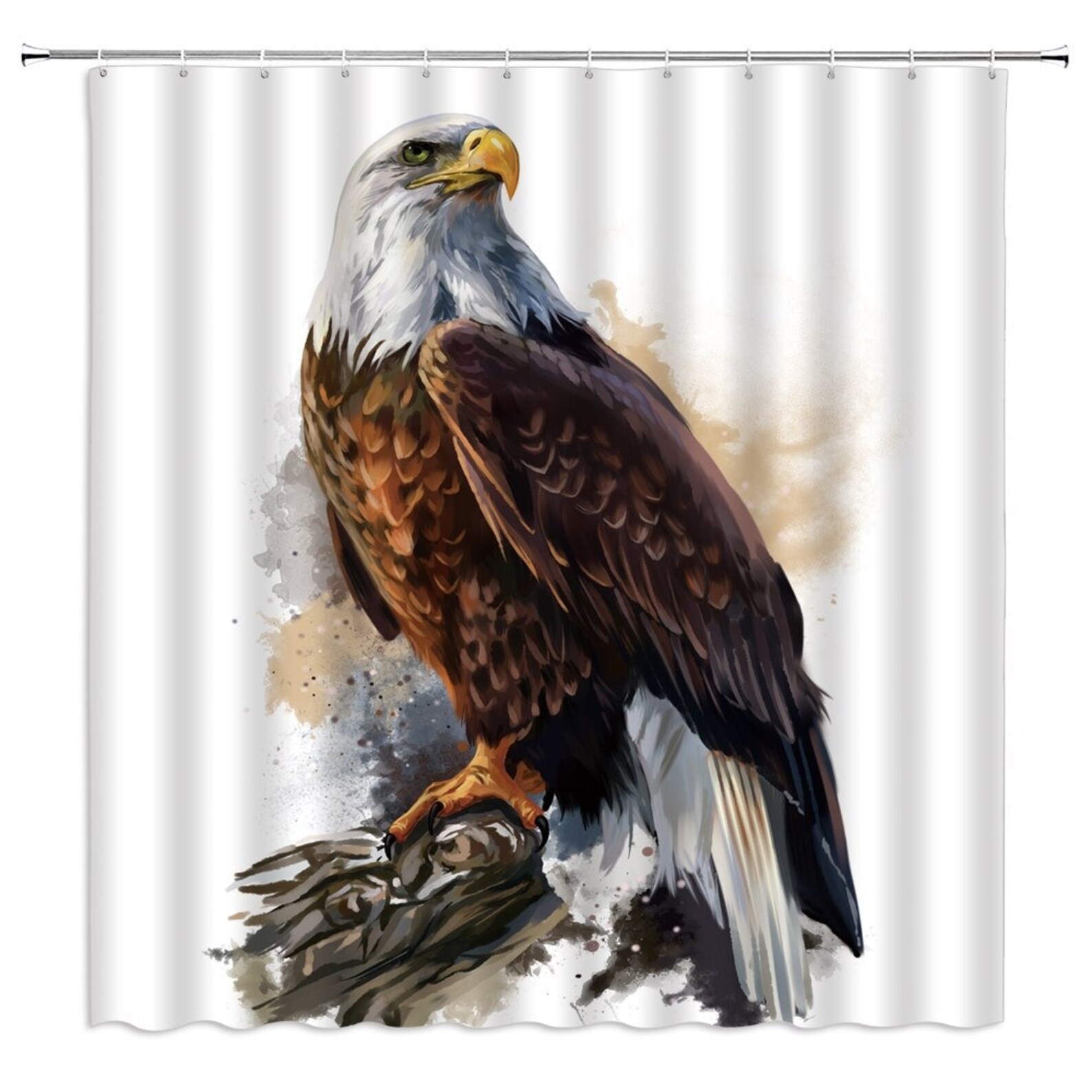Eagle Shower Curtain Watercolor Style Eagle Bath Curtains Etsy