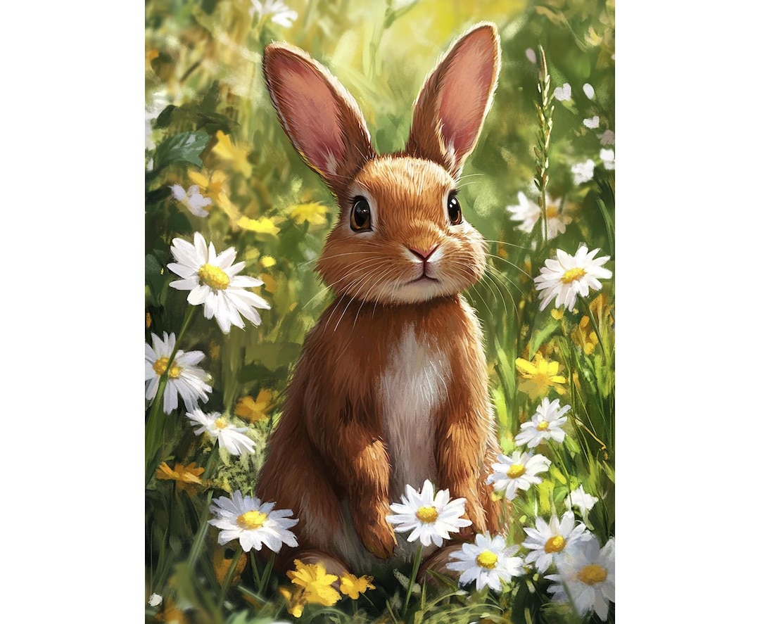Brown Rabbit Diamond Painting Kit, Full Drill 5D DIY Bunny Art, Spring ...