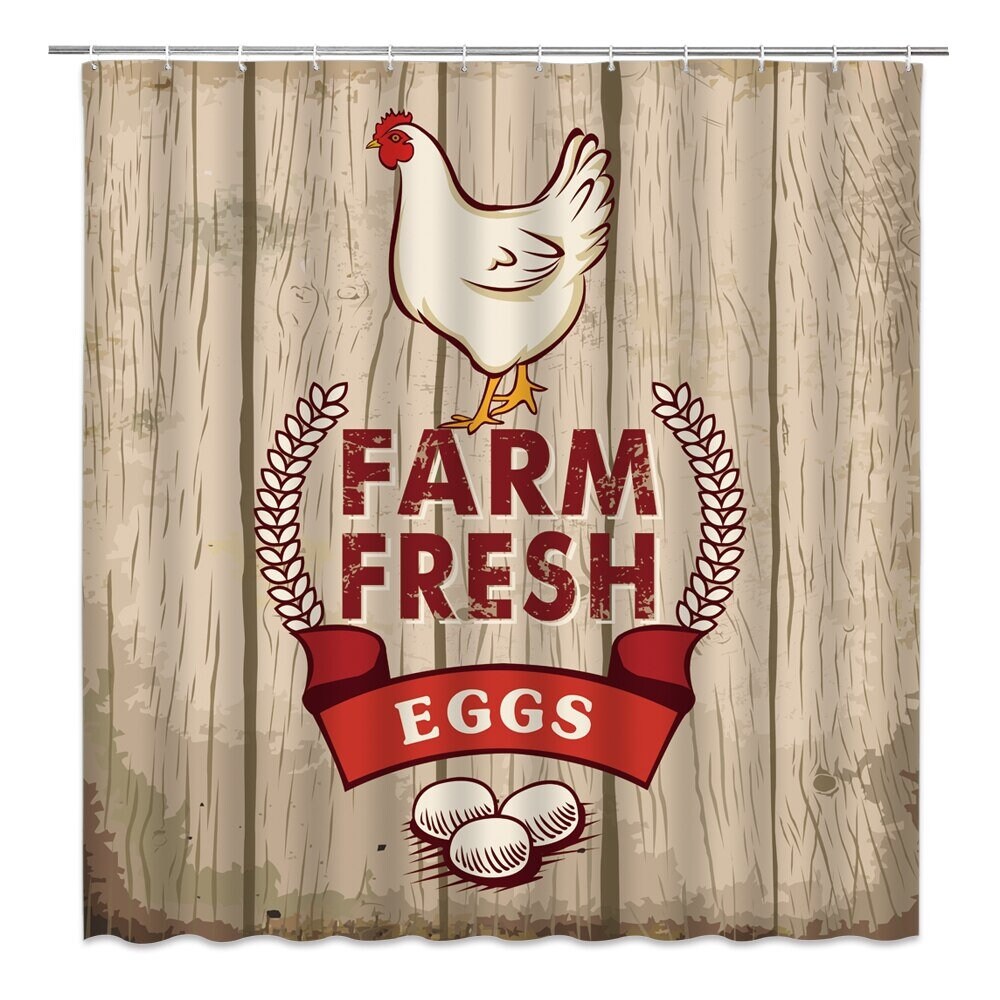 Farm Shower Curtain Farmhouse Bathroom Decor Chicken Farm Etsy