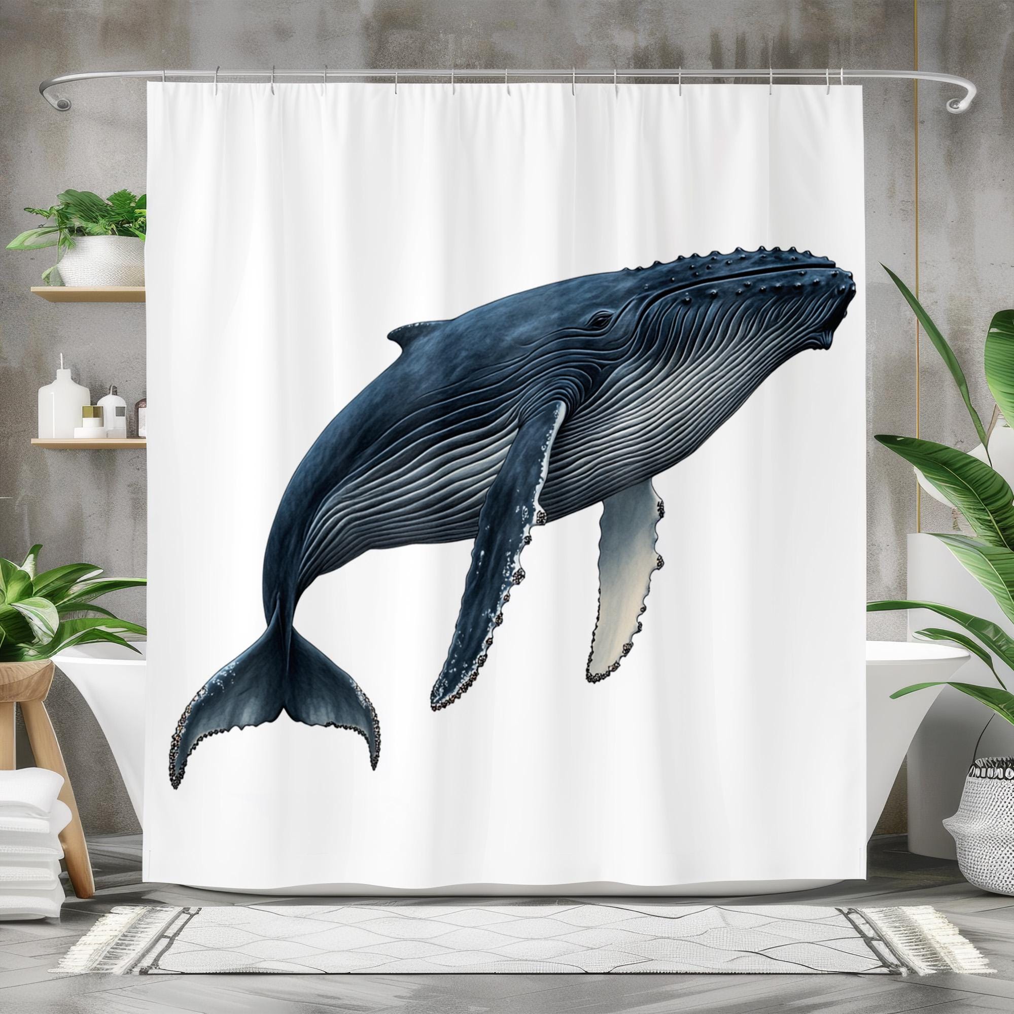 ザトウクジラのシャワーカーテン、防水生地のバスカーテン、海を