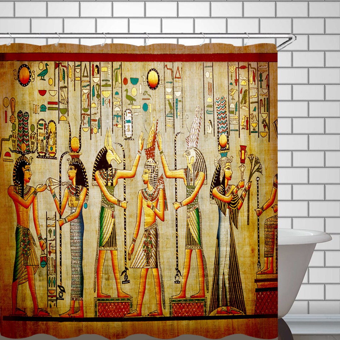 Egyptian Shower Curtain Ancient Egypt Civilization Print Bathroom