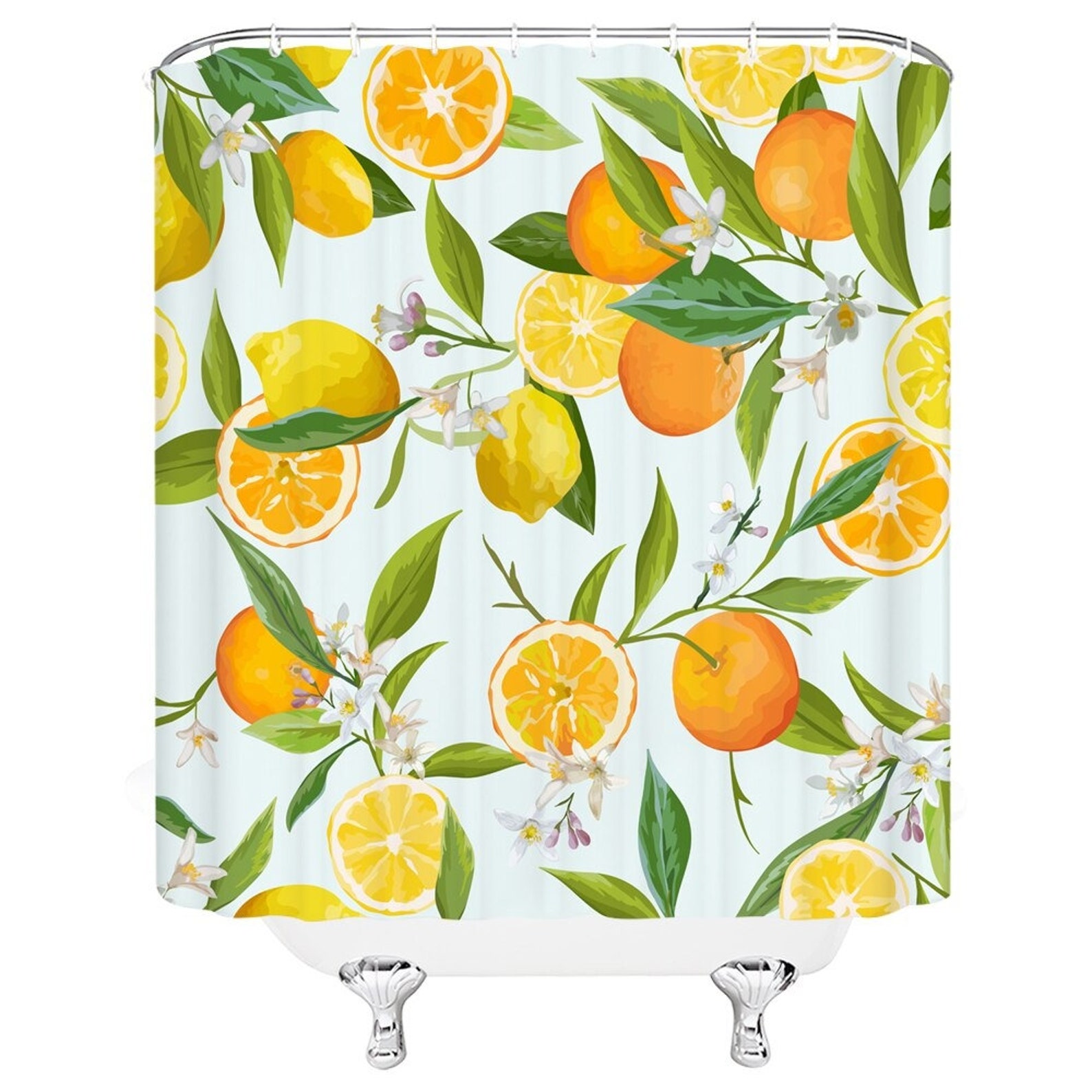 Citrus Fruits Shower Curtain Orange Lemon Print Bathroom Decor Etsy