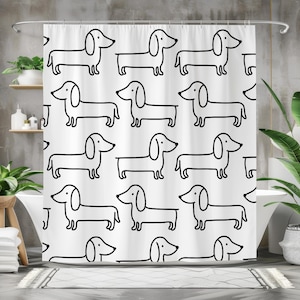 Dackel Duschvorhang - Süßer Hund für Tierliebhaber, Badezimmerzubehör, Geschenk für Hundebesitzer, Dekoration, Fun Dog Art